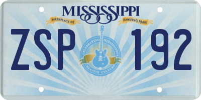 MS license plate ZSP192