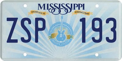 MS license plate ZSP193