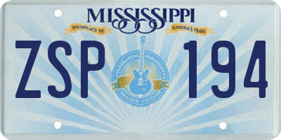 MS license plate ZSP194