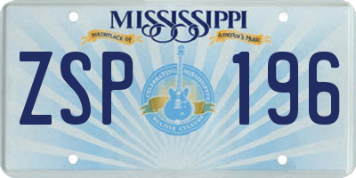 MS license plate ZSP196