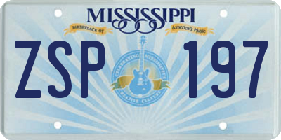 MS license plate ZSP197