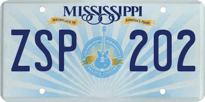 MS license plate ZSP202
