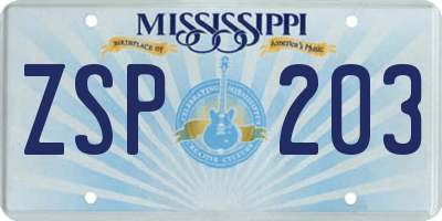 MS license plate ZSP203