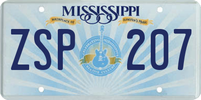 MS license plate ZSP207