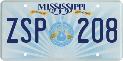 MS license plate ZSP208