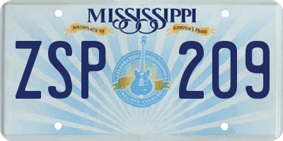 MS license plate ZSP209