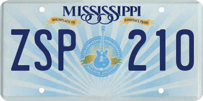 MS license plate ZSP210