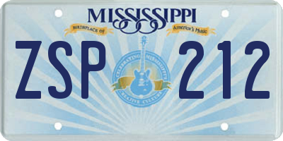 MS license plate ZSP212