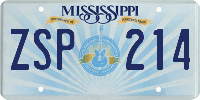 MS license plate ZSP214