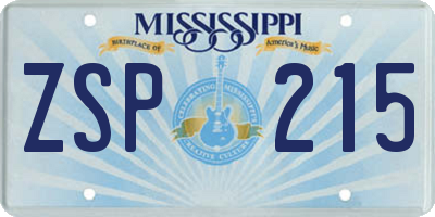 MS license plate ZSP215
