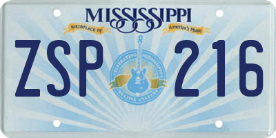 MS license plate ZSP216