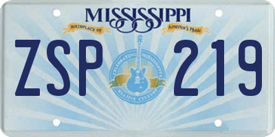 MS license plate ZSP219