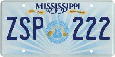 MS license plate ZSP222