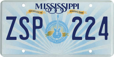 MS license plate ZSP224