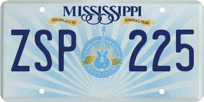 MS license plate ZSP225