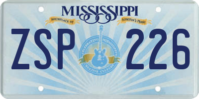 MS license plate ZSP226