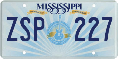 MS license plate ZSP227