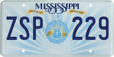 MS license plate ZSP229