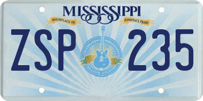 MS license plate ZSP235