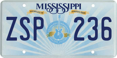 MS license plate ZSP236