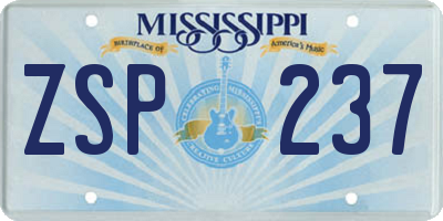 MS license plate ZSP237