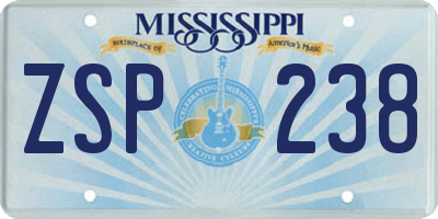 MS license plate ZSP238