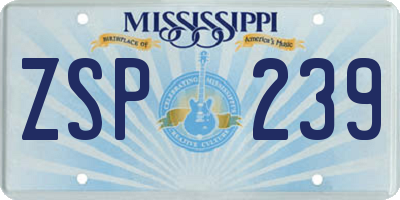 MS license plate ZSP239