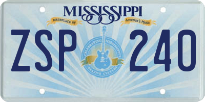 MS license plate ZSP240
