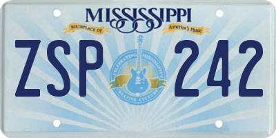MS license plate ZSP242