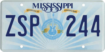 MS license plate ZSP244