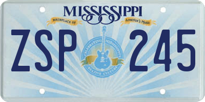 MS license plate ZSP245