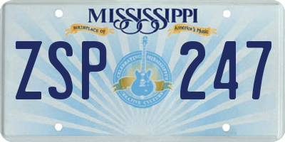 MS license plate ZSP247