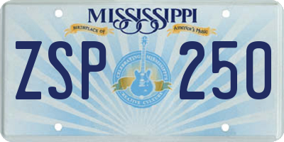MS license plate ZSP250