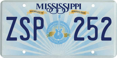 MS license plate ZSP252