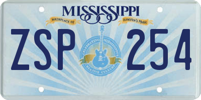 MS license plate ZSP254