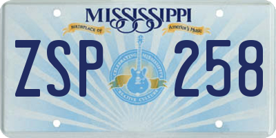 MS license plate ZSP258