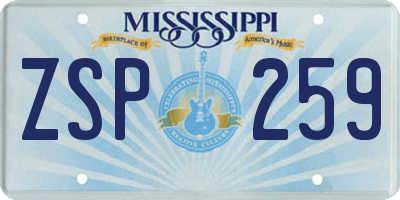 MS license plate ZSP259