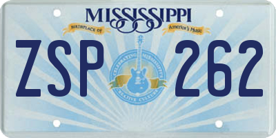 MS license plate ZSP262
