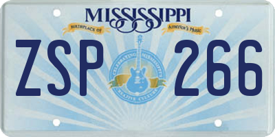 MS license plate ZSP266