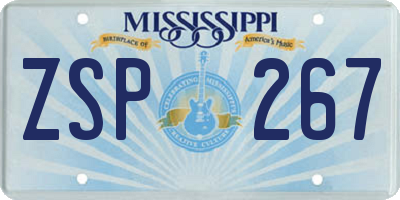 MS license plate ZSP267