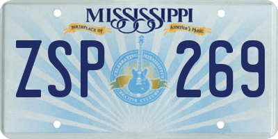MS license plate ZSP269