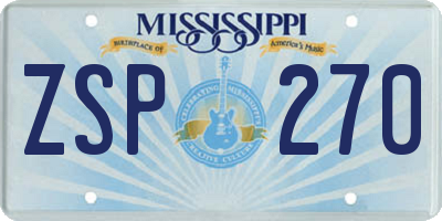 MS license plate ZSP270