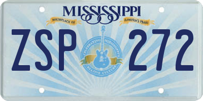 MS license plate ZSP272