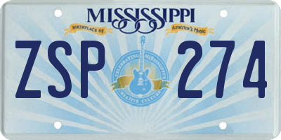 MS license plate ZSP274