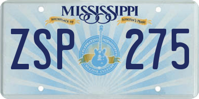 MS license plate ZSP275