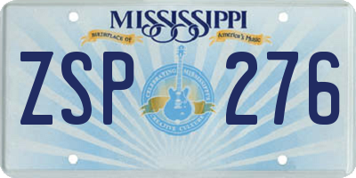 MS license plate ZSP276