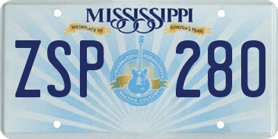MS license plate ZSP280