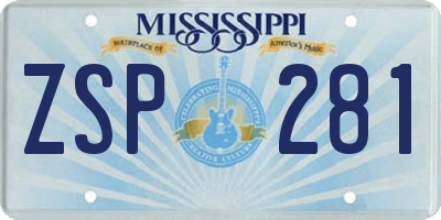 MS license plate ZSP281