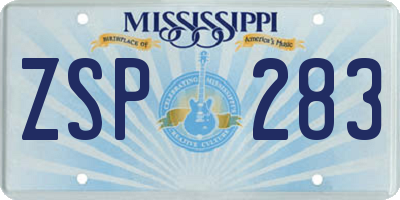 MS license plate ZSP283