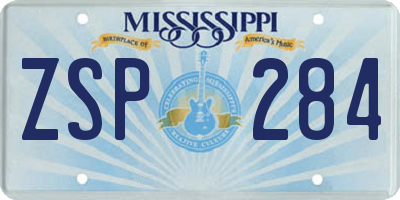 MS license plate ZSP284